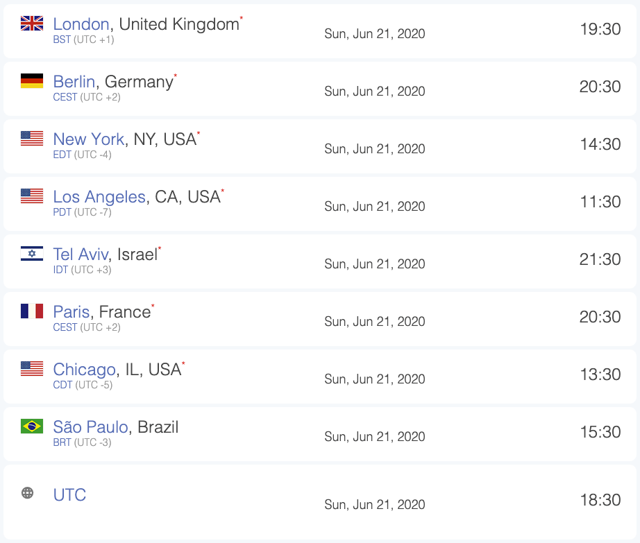 Click on the image to find out exactly what time the show will begin in your city