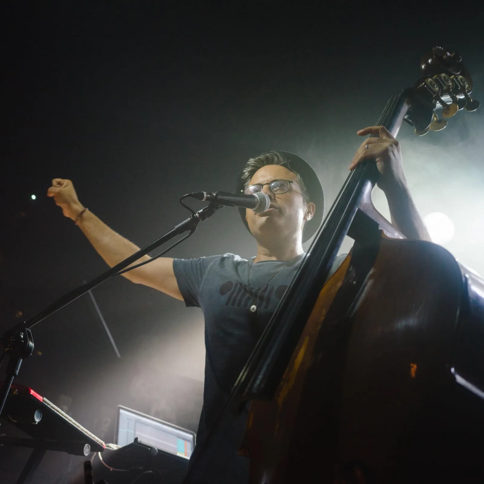 Adam Ben Ezra singing with double bass